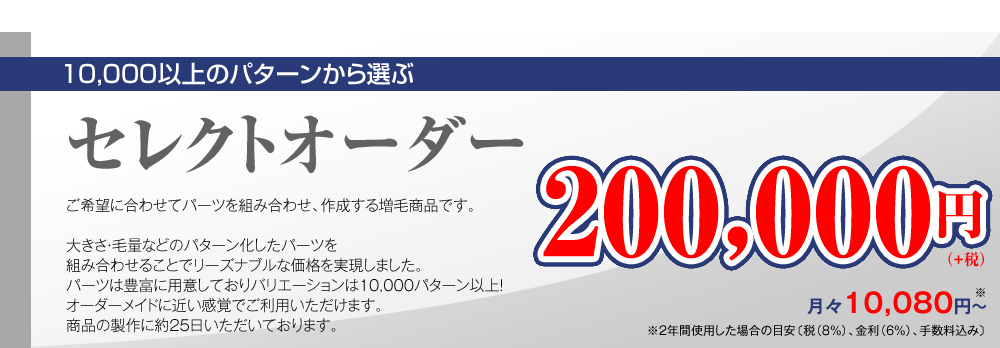 10,000以上のパターンから選ぶ
セレクトオーダー200,000円