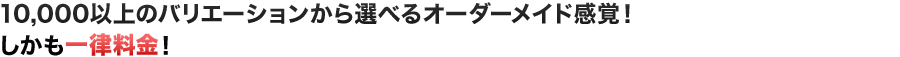 10,000以上のバリエーションから選べるオーダーメイド感覚！しかも一律料金！